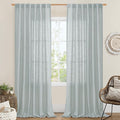 LAMIT Linen Semi Sheer Curtains 96 inches Long 2 Panels Set, Light Filtering Panels Back Tab and Rod Pocket Floor to Ceiling Curtains for Bedroom/Living Room, Greyish Blue, 52 x 96 Inch