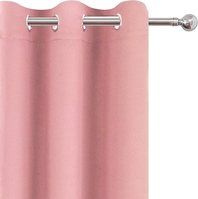 LEMOMO Pink Blackout Curtains/42 x 84 Inch/Set of Two Panels Grommet Bedroom Curtains