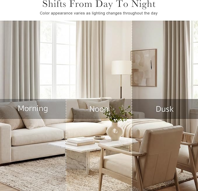 PONY DANCE Blackout Curtains Thermal Insulated Window Treatment Panels Room Darkening Blackout Drapes for Living Room Back Tab/Rod Pocket Bedroom Draperies (2 Panels, Cream, 52 x 84 Inch)
