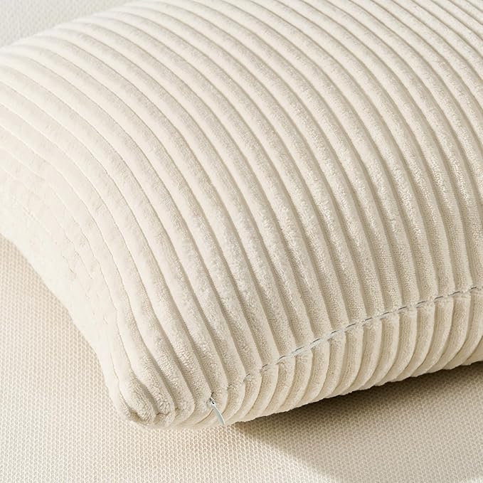Topfinel Decorative Beige Throw Pillow Covers Cushion Cases, Set of 4 Soft Velvet Modern Double-Sided Designs, Natural Home Decor, Pillow Inserts Not Included (26x26 inch)