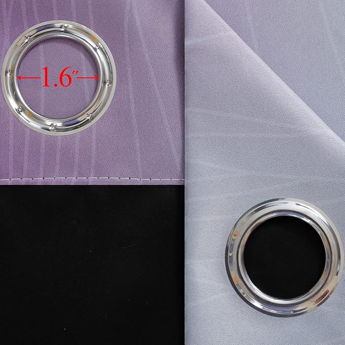 Purple and Grey Blackout Curtains 45 Inches Long,Ombre and Wavy Line Pattern 100% Blackout Curtains for Bedroom,Full Light Blocking Grommet Thermal Insulated Drapes for Kids Room, 42x45 Inch, 2 Panels