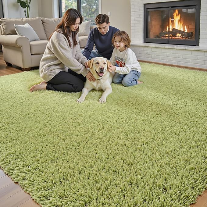 Rugs for Living Room 6x9, Alfombras para Salas Shag Large Plush Soft Area Rug, Shaggy Carpets for Bedroom, Kids Boys Girls Home Decor Aesthetic(Grass Green, 6x9 Feet)
