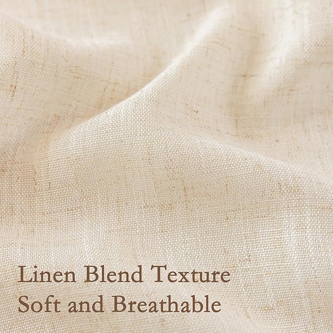 MYSKY HOME Linen Tassels Curtains for Living Room Bedroom, Semi Sheer Drapes 84 inches Length Farmhouse Boho Style Back Tab Macrame Drapes for Sliding Glass Door, Linen, 50" W×84" L, 2 Panels