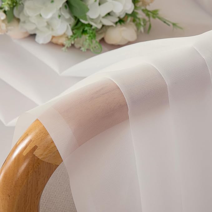 OVZME Ivory Sheer Curtains 78 Inches Long 2 Panels - Soft Light Filtering Window Sheer Panels for Living Room/Bedroom, Top Dual Rod Pocket, 1 Pair, Each 42Wx78L Inches