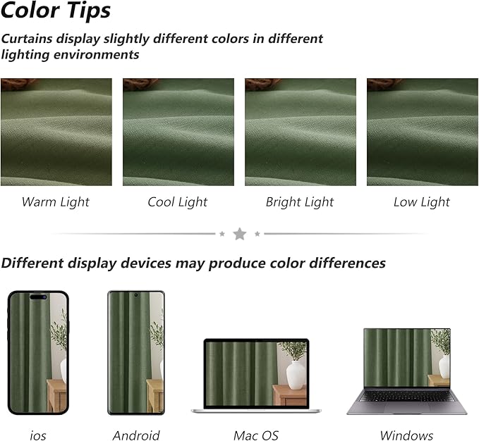 Guken Olive Green 100% Blackout Curtains 108 Inch Length 2 Panels Set for Living Room Bedroom Back Tab Thermal Insulated Black Out Linen Drapes Room Darkening Window Curtains 52x108