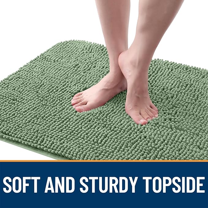 OLANLY Dog Door Mat for Muddy Paws 44x24, Absorbs Moisture and Dirt, Absorbent Non-Slip Washable Doormat, Quick Dry Chenille Mud Mat, Entry Indoor Entryway Carpet for Inside Floor, Olive Green