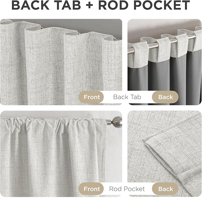 Joydeco Blackout Curtains for Bedroom - 72 Inch Long 100% Light Blocking 2 Panels Set White Drapes, Thermal Insulated Room Darkening Curtains, Linen Textured for Living Room, Rod Pocket & Back Tabs