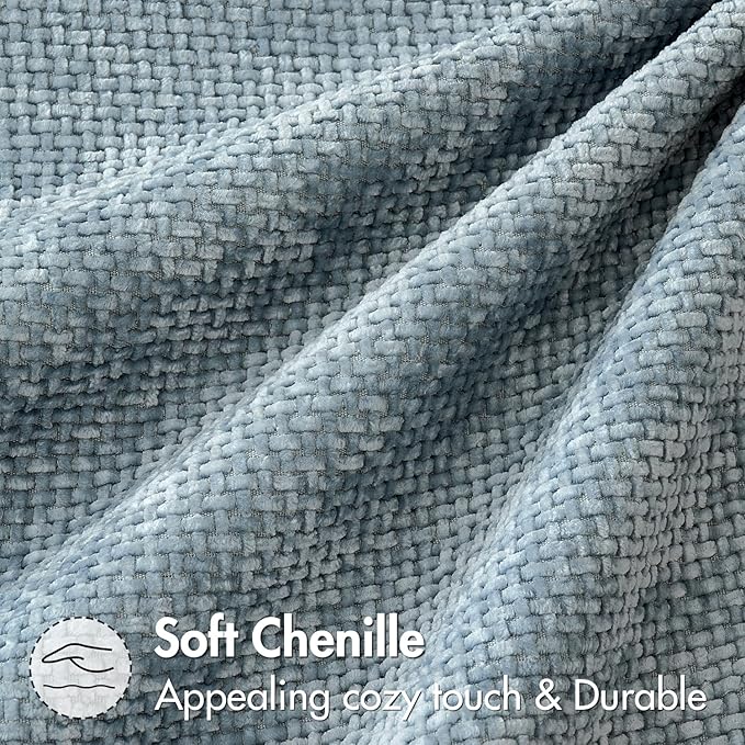 MIULEE Pack of 2 Couch Throw Pillow Covers 22x22 Inch Coastal Smoke Blue Modern Boho Accent Decorative Pillow Covers Soft Chenille Farmhouse Cushion Covers for Home Decor Bed Sofa Living Room