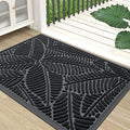 Colorxy Waterproof Doormat, Sturdy Natural Rubber Front Indoor Mat, Non Slip Low Profile Indoor Outdoor Door Mats, Stain and Fade Resistant Floor Mat, Easy Clean Patio Entrance Mat, 59''x20'', Black