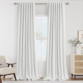 Guken Off White 100% Blackout Linen Curtains 120 Inch Length 2 Panels Set for Living Room Bedroom Back Tab/Rod Pocket Thermal Insulated Black Out Drapes Room Darkening Window Curtains 120 Inches Long