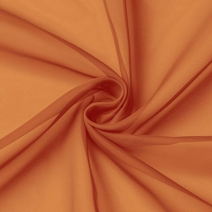 Orange Kitchen Curtains 30 Inch Length Tier 2 PCS, Solid Soft Airy Half Curtains for Windows, Orange Sheer Rod Pocket Drapes for Bathroom Basement Small Window Curtain, 42" Wx30 L Inches