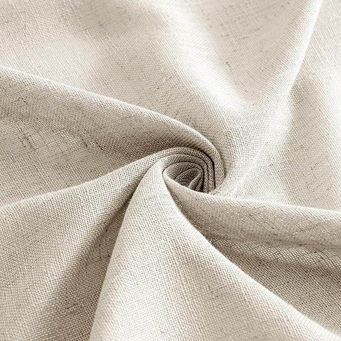 MIULEE Cream Linen Curtains 45 Inch Length 2 Panels for Bedroom Living Room, Soft Linen Textured Window Drapes Semi Sheer Light Filtering Back Tab Rod Pocket Farmhouse Modern Burlap Look Decor