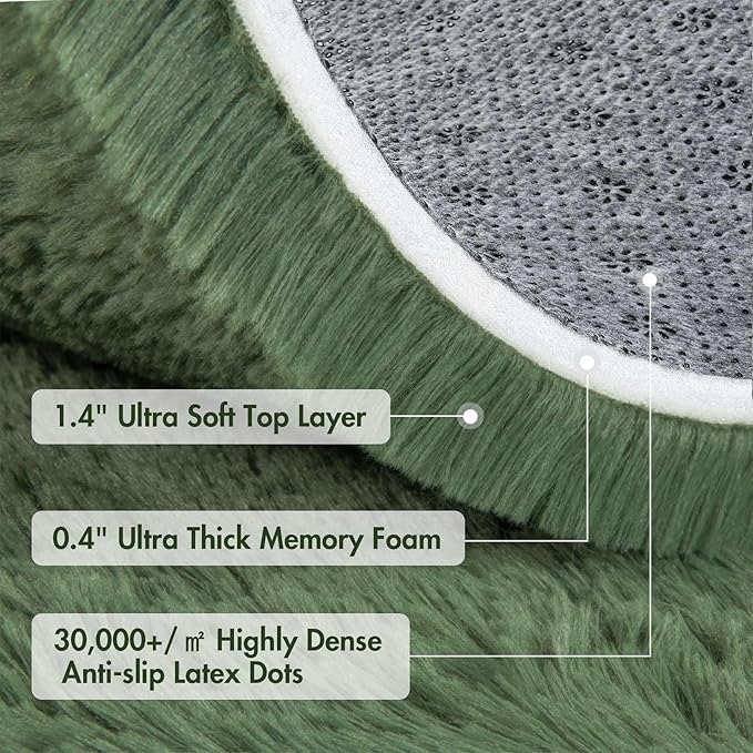 4x6 Ft Shag Green Area Rug for Bedroom Living Room, Ultra Soft Fluffy Furry Rugs for Indoor Floor, Aesthetic Carpet for Kids Home Decor