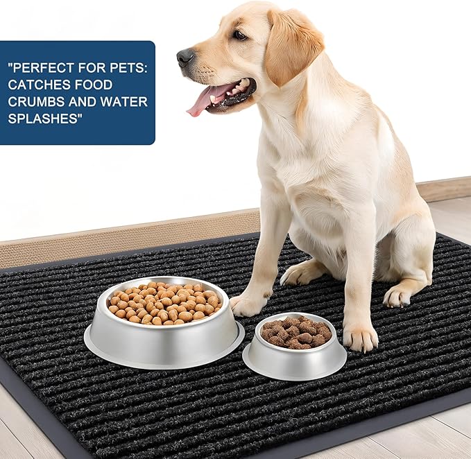 OLANLY Front Door Mat Indoor Outdoor Entrance, 2-Pack 71 x 47 Inch, Waterproof Heavy Duty Doormat, Fade Resistant, Low Profile, Easy Clean Patio Porch Welcome Floor Mats for Entry, Off-Black