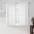 Nanspring White Linen Back Tab Rod Pocket Curtains for Living Room 56 Inch Length 2 Panels Set Semi Sheer Light Filtering Privacy Drapes Neutral Modern Farmhouse Window Curtain for Bedroom 52x56