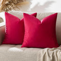 GIGIZAZA Decorative Couch Throw Pillow Covers,Set of 2 Red Square Pillow Cushion Covers 22x22,Pillow Cases Velvet Pillow Covers