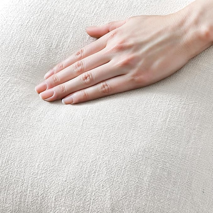 MIULEE Decorative Throw Pillow Covers Neutral Linen Fringe Throw Pillows Euro Shams Set of 2 White Boho Farmhouse Cushion Covers for Couch Sofa Bed Living Room Spring Home Decor 26x26 Inch