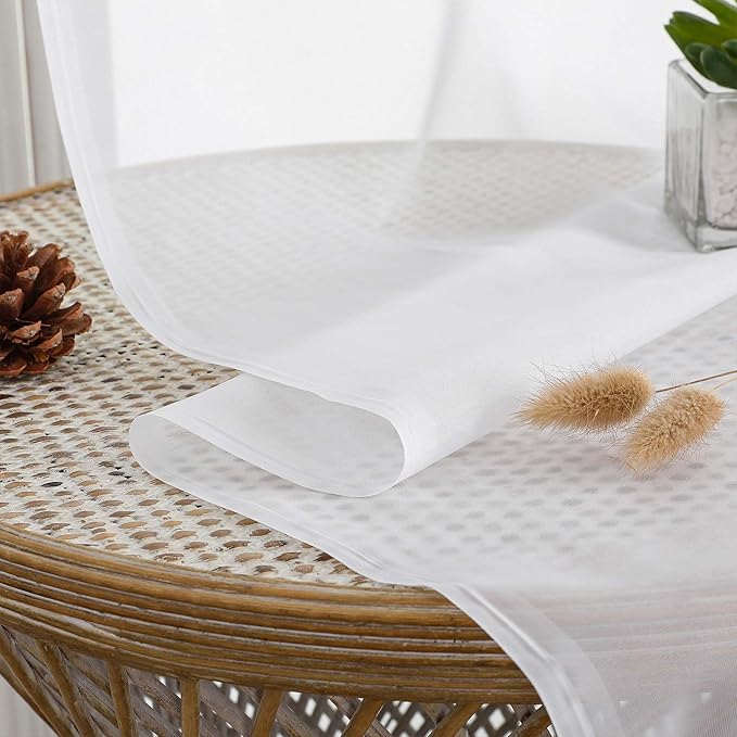 Chyhomenyc White Sheer Curtains 63 Inches Long 2 Panels, Light Filtering Bright Lightweight Curtains for Living Room, Soft Gentle Voile Rod Pocket Bedroom Window Drapes, 59Wx63L Inch, 2PCS