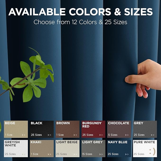 Joydeco Blackout Patio Sliding Door Curtains 90 Inches Long, Grommet Privacy Room Divider Curtains, Extra Wide Thermal Blackout Drapes for Bedroom Living Room (Navy Blue, 80Wx90L, 1 Panel)
