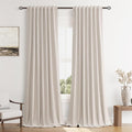 Guken 100% Blackout Curtains 96 Inch Length 2 Panels Set for Living Room Bedroom Back Tab Thermal Insulated Black Out Linen Drapes Room Darkening Window Curtains 96 Inches Long,Sand Beige