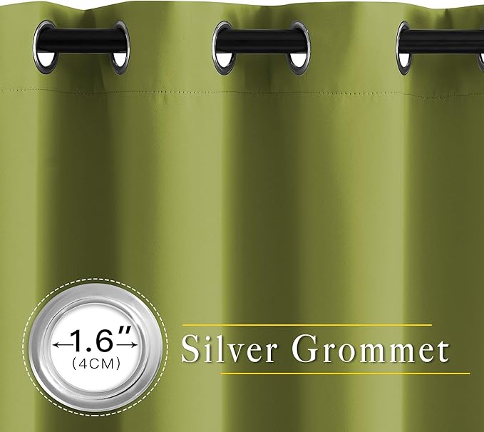 NICETOWN Room Darkening Curtain Panel Grommet - Home Decorations Thermal Insulated Solid Grommet Top Room Darkening Living Room Panels/Drapes for Gift (Fresh Green, 1 Pair, 46 x 90-Inch)