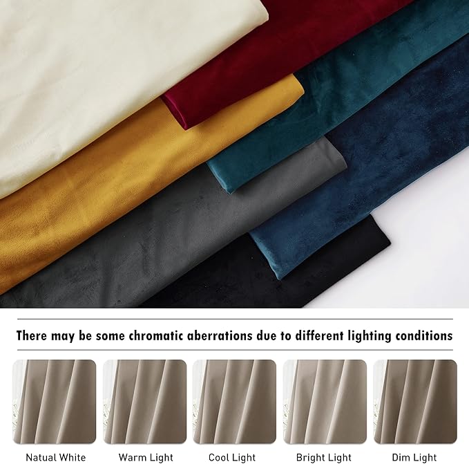 RYB HOME Camel Beige Velvet Curtains with Hook Tape, Thermal Insulated Privacy Protect Decorative Drapes for Home Theater, W 62 x L 84 inches, 2 Panels Set
