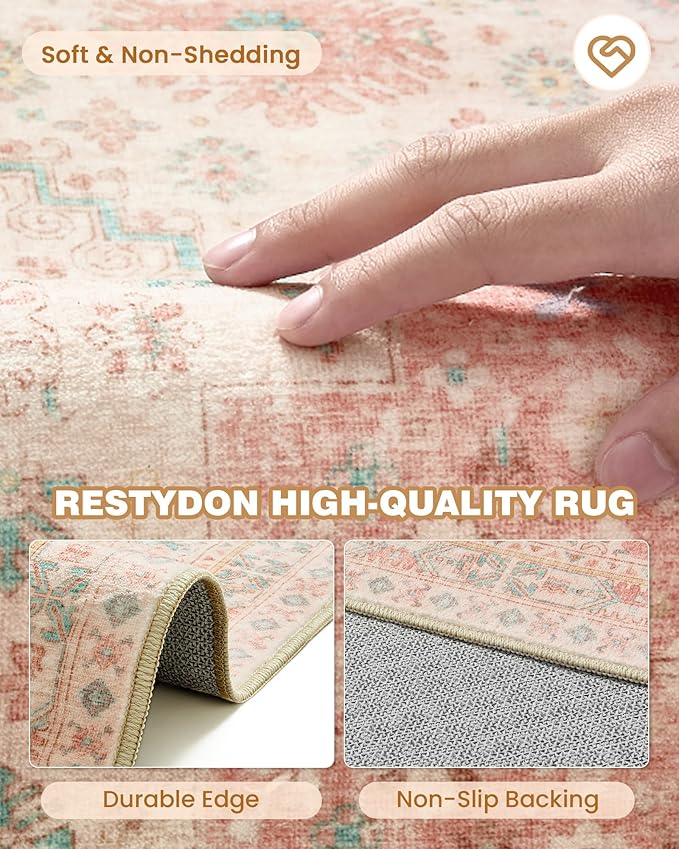 Kitchen Runner Rug Non Slip Washable 2.5x10, Soft Ultra-Thin Entryway Rug Runners for Hallways, Carpet Runner for Living Room,Kitchen, Laundry, Bathroom(Pink,2.5'x10')