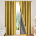 Joydeco Blackout Curtains for Bedroom - 90 Inch Long 100% Light Blocking 2 Panels Set Yellow Drapes, Thermal Insulated Room Darkening Curtains, Linen Textured for Living Room, Rod Pocket & Back Tabs