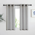 NICETOWN Charcoal Grey Linen Curtains for Bedroom 48 inch Long, Grommet Flax Semi Sheer Short Window Treatments Privacy with Light Filtering Drapes for Kids Room, 2 Panels, W36 x L48