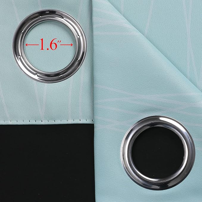 Estelar Textiler Beige and Aqua Ombre Short Blackout Cafe Curtains 36 Inch Length, Thermal Insulated Grommet Small Half Window Drapes for Kitchen/Basement/RV Camper, 52Wx36L, 2 Panels