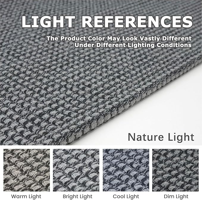 KOZYFLY Runners for Hallways 3x10 ft Washable Kitchen Runner Non Slip Rubber Backed Hallway Rugs Cotton Entryway Runner Rug Floor Carpet for Indoor Hall, Backdoor, Kitchen, Grey/Dark Grey