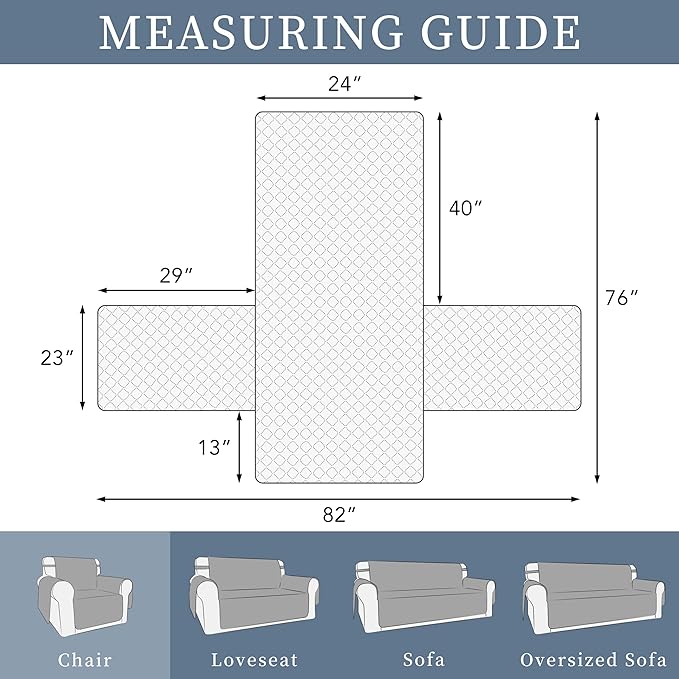 ISSUNTEX Double Protection 100% Waterproof Chair Sofa Cover for Living Room, Reversible Furniture Protector for Dogs, Pets, Kids (Chair, Navy/Ivory)