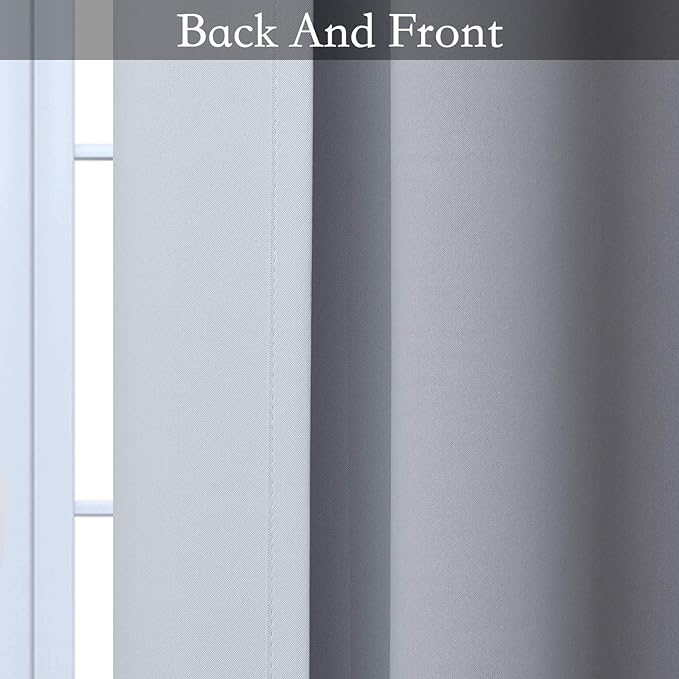 SimpleHome Ombre Room Darkening Curtains for Bedroom, Gradient Black to Gray White Light Blocking Thermal Insulated Grommet Window Curtains/Drapes for Living Room,2 Panels, 52x96 inches Length