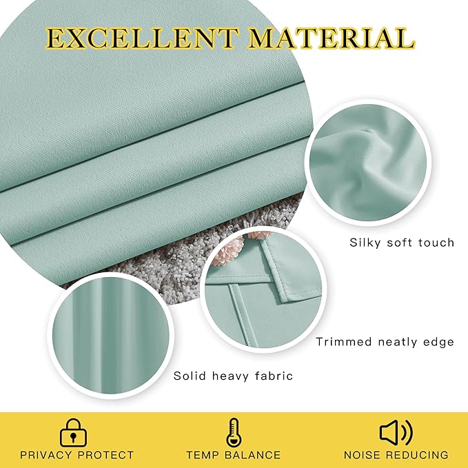 NICETOWN Blackout Curtain Panels Grommet - All Season Eyelet Top Blackout Draperies for Bedroom/Living Room/Glass Door, Aqua Blue, 1 Pair of 52 x 45 inches
