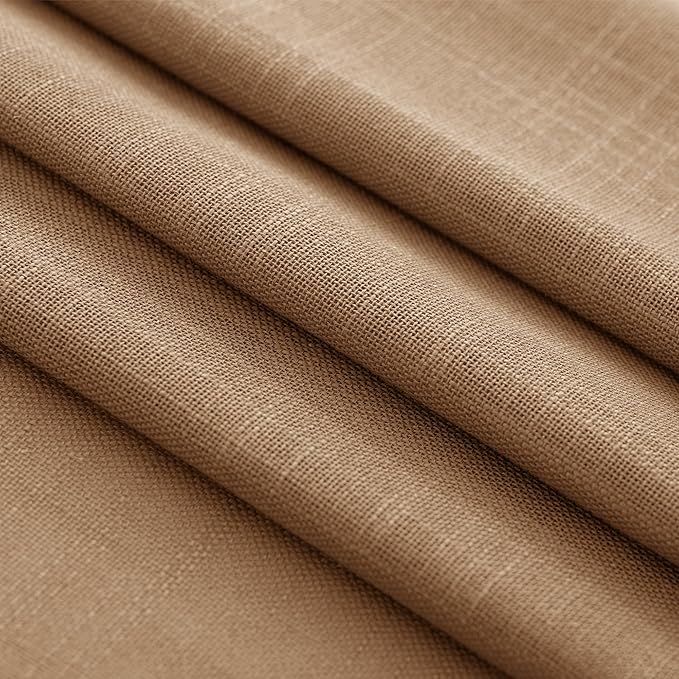 Brown Curtains for Living Room Back Tab Modern Farmhouse Semi Sheer Curtains 102 inches Long 2 Panels Set Muted Neutral Window Curtain for Dining Room Bedroom 52x102