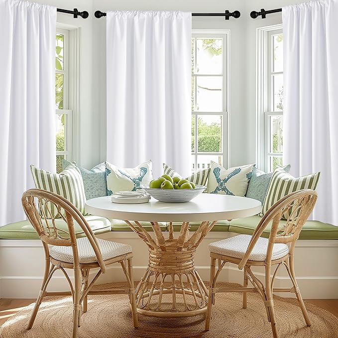 NICETOWN Bedroom 100% Blackout Curtains, 2 Panels, 42 by 36, Snow White, Window Treatment Rod Pocket Curtains/Drapes for Bedroom