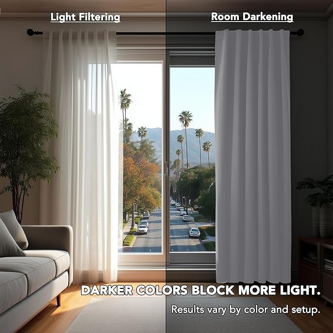 Deconovo Blackout Curtains, Thermal Insulated, W70 x L108 2 Panels, Back Tab, Machine Washable, Room-Darkening Drapes for Bedroom/Living Room Star White