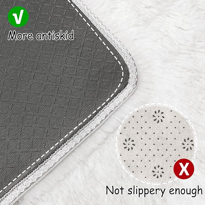 White Rug for Living Room 6x9ft Fluffy Area Rug Mat Bedside Throw Rug for Bedroom Kids Room Boys Teens Nursery Baby Dorm Office Home Decor Aesthetic Carpets