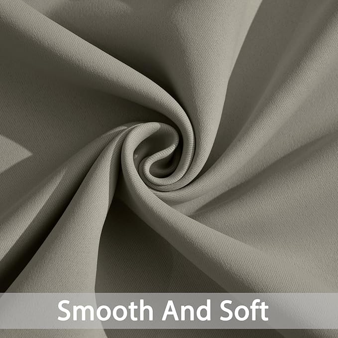 Yakamok Premium Room Darkening Thermal Insulated Curtains for Bedroom/Living Room - Classic Grommet Top (2 Panels, Taupe, 52 Inch by 108 Inch)