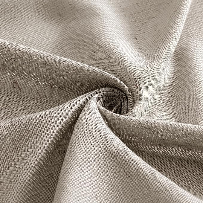 MIULEE Burlywood Birch Linen Curtains 45 Inch Length 2 Panels for Bedroom Living Room, Soft Linen Textured Window Drapes Semi Sheer Light Filtering Back Tab Rod Pocket Farmhouse Burlap Look Decor