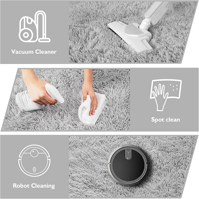 Shag Area Rug for Bedroom 5x8,Grey Fluffy Area Rugs for Living Room,Soft Fuzzy Rug Non-Shedding Indoor Plush Carpet for Kids Bedroom Nursery Dorm Home Decor