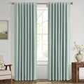 MIULEE 100% Blackout Linen Curtains for Bedroom, Seafoam Green Solid Luxury Decor Thermal Insulation Room Darkening Drapes for Living Room Nursery Back Tab Rod Pocket 42 x 63 Inches, 2 Panels