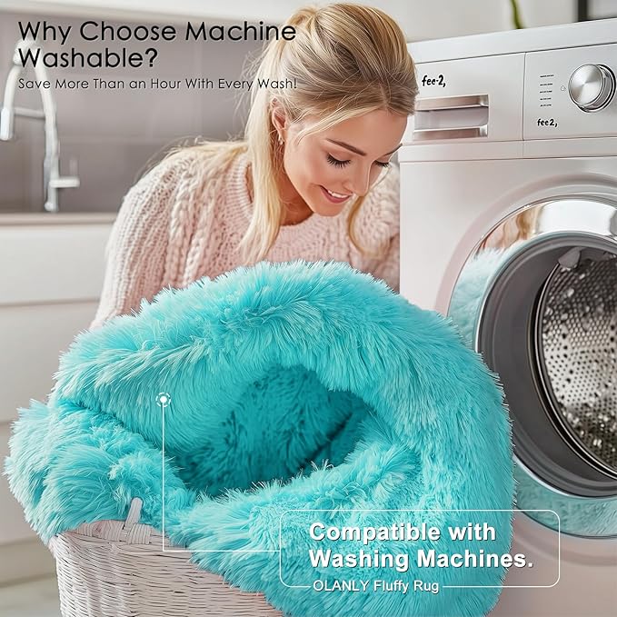 OLANLY 5x8 Machine Washable Large Area Rugs for Living Room, Bedroom, Soft Fluffy Shaggy Bedside Rug, Indoor Floor Carpet for Kids Girls and Boys, Dorms, Nursery, Home Decor Aesthetic, Teal Blue