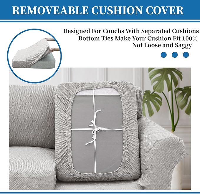 XINEAGE 2026 New 3 Pieces Couch Covers for 2 Cushion Sofa Super Stretch Loveseat Slipcover Pet Dog Universal Slip Cover Anti Slip Love Seat Furniture Protector (Silver Grey, 55"-69")