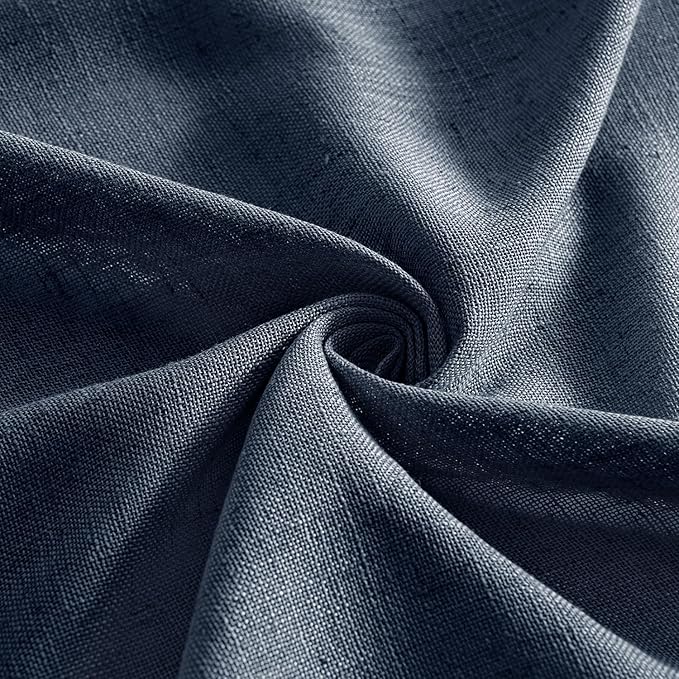 MIULEE Navy Blue Linen Curtains 108 Inch Length 2 Panels for Bedroom Living Room, Soft Thick Linen Textured Natural Window Drapes Semi Sheer Light Filtering Back Tab Rod Pocket Burlap Look Decor