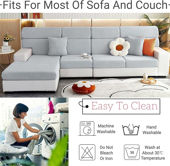 Soothing Home Sofa Covers, Sofa Hero Covers, Wear-Resistant Universal Couch Covers Washable Stretch Sectional Couch Cushion Covers (Light Blue,Headrest Cover)