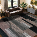LIANLAM 10x14 Washable Area Rugs for Living Room and Bedroom, Vintage Checkered Pattern Non-Slip Carpet, Stain Resistant Low Pile Soft Rug for Dining Room,Office,Nursery,Kids Room(10x14,Chocolate)