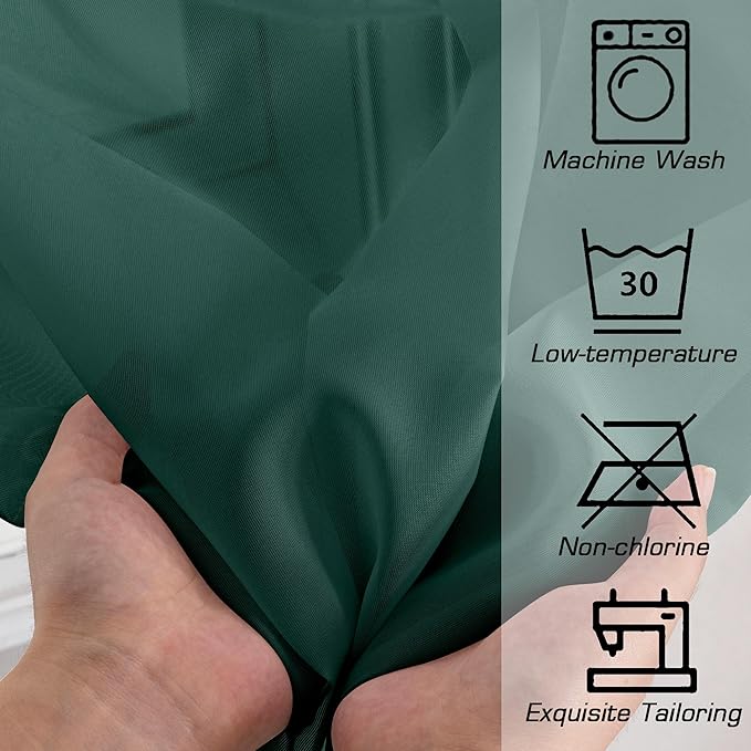 Simplebrand Hunter Green Sheer Curtains 84 Inches Long 2 Panels, Light Filtering Rod Pocket Solid Color Window Sheer Curtain Panels, Elegant Curtains & Drapes for Living Room, Bedroom, 42" W x 84" L