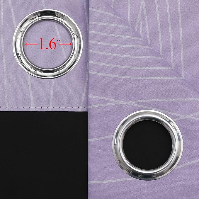 Estelar Textiler Lilac and Greyish White Blackout Curtains & Drapes for Bedroom, Thermal Insulated Ombre Blackout Drapes, Room Darkening Energy Saving Curtains for Living Room, 42Wx63L, 2 Panels