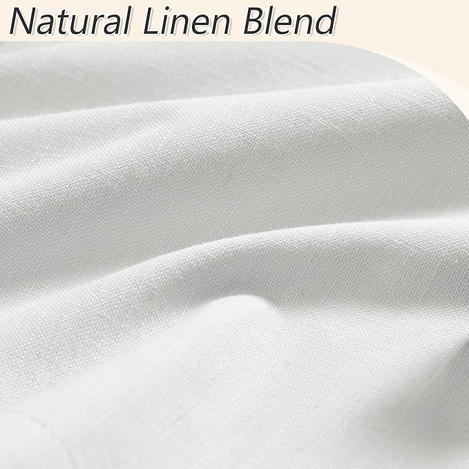 Guken Off White 100% Blackout Curtains 96 Inch Length 2 Panels Set for Living Room Bedroom Back Tab Thermal Insulated Black Out Linen Drapes Room Darkening Window Curtains 96 Inches Long